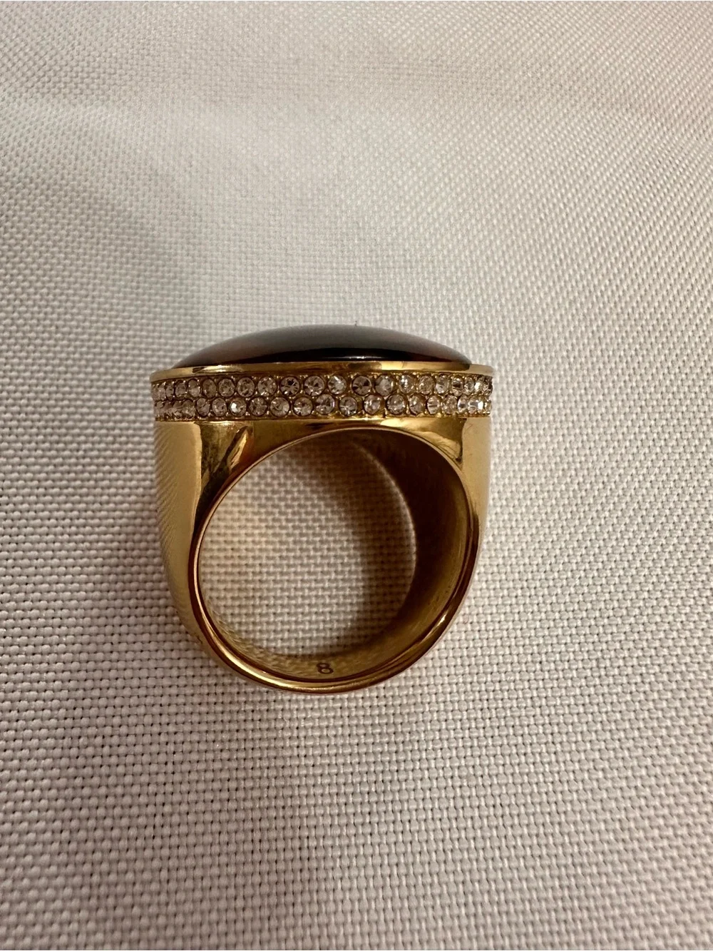 Michael Kors Gold-Tone Ring with Tortoiseshell Resin Center